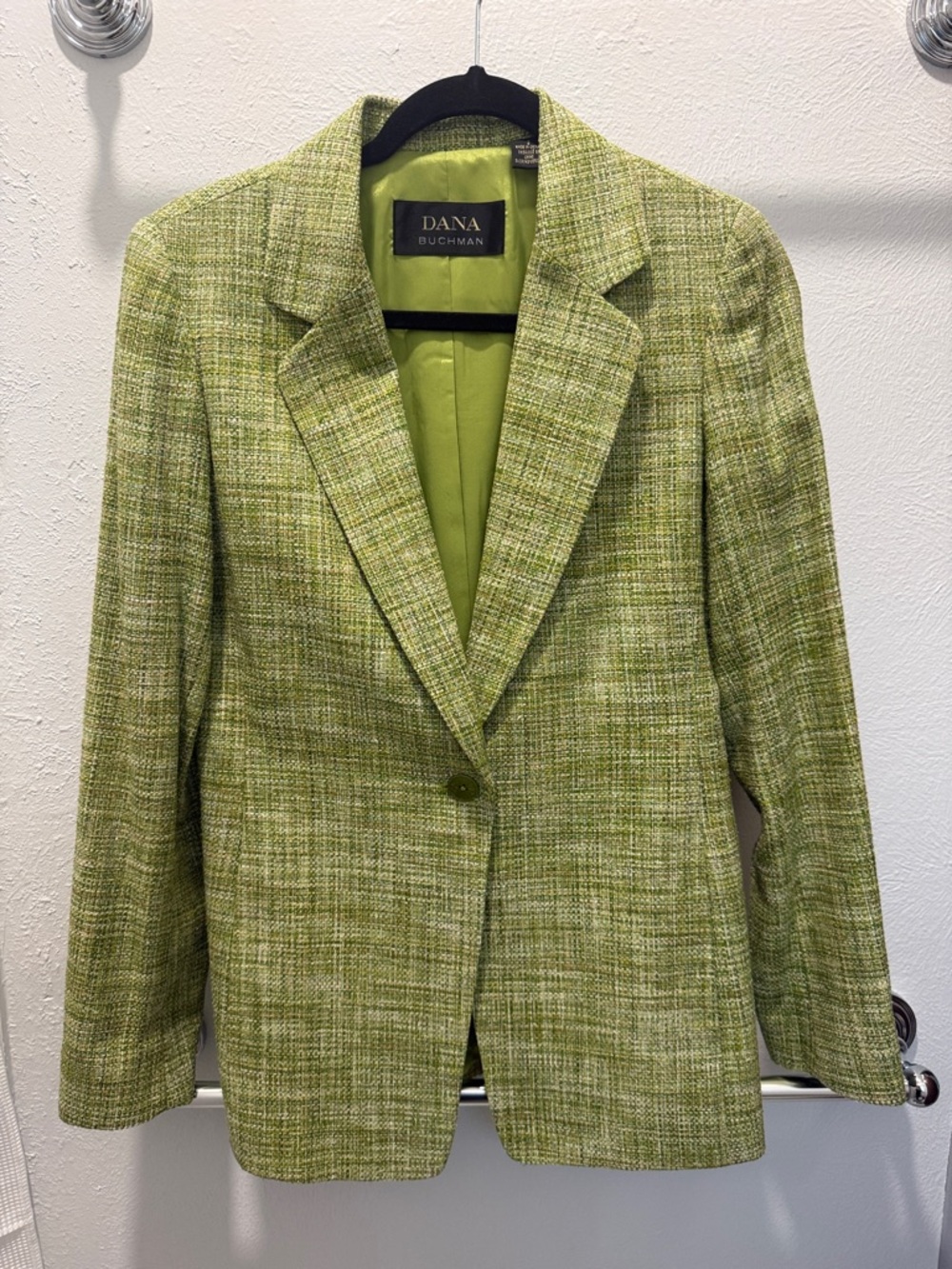 Dana Buchman Lime Green Tweed Blazer Jacket